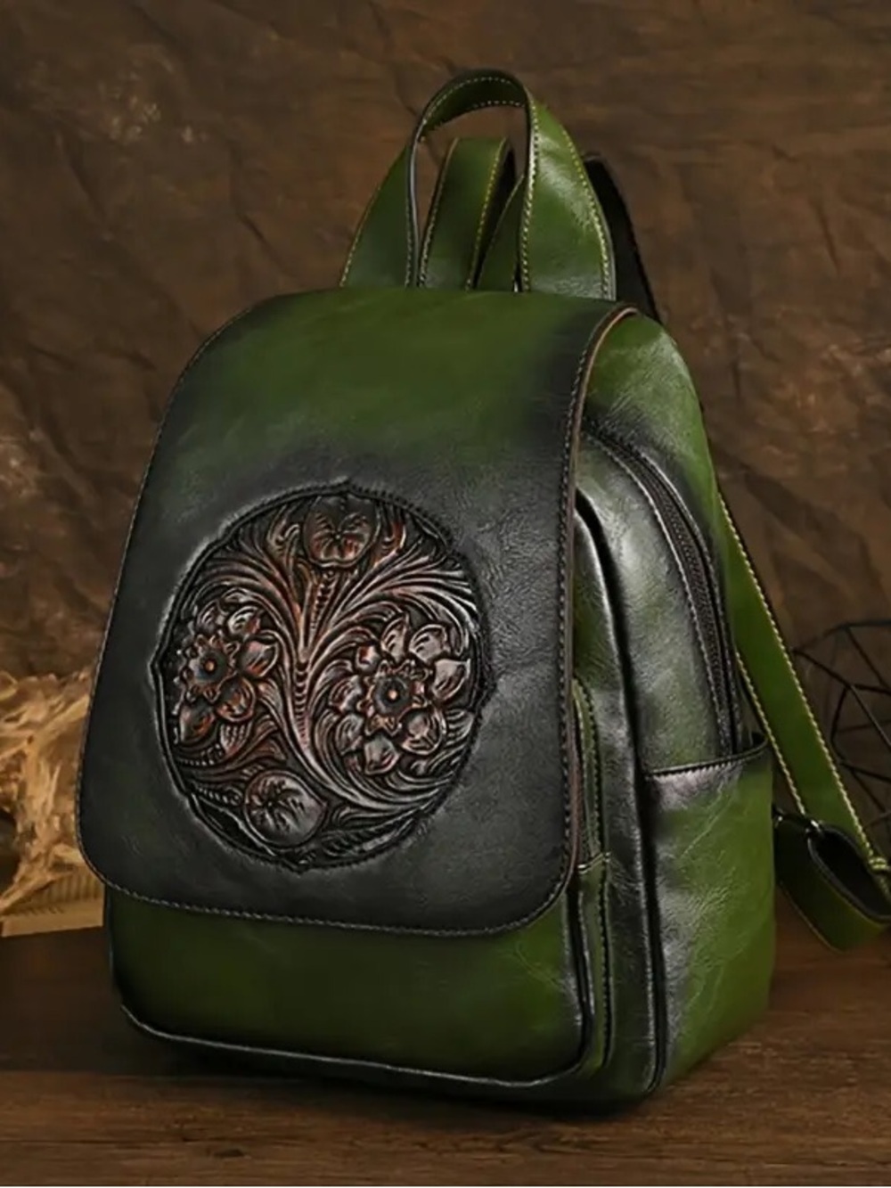 Leather Embossed NWOT Backpack, Hippie Hobo Style